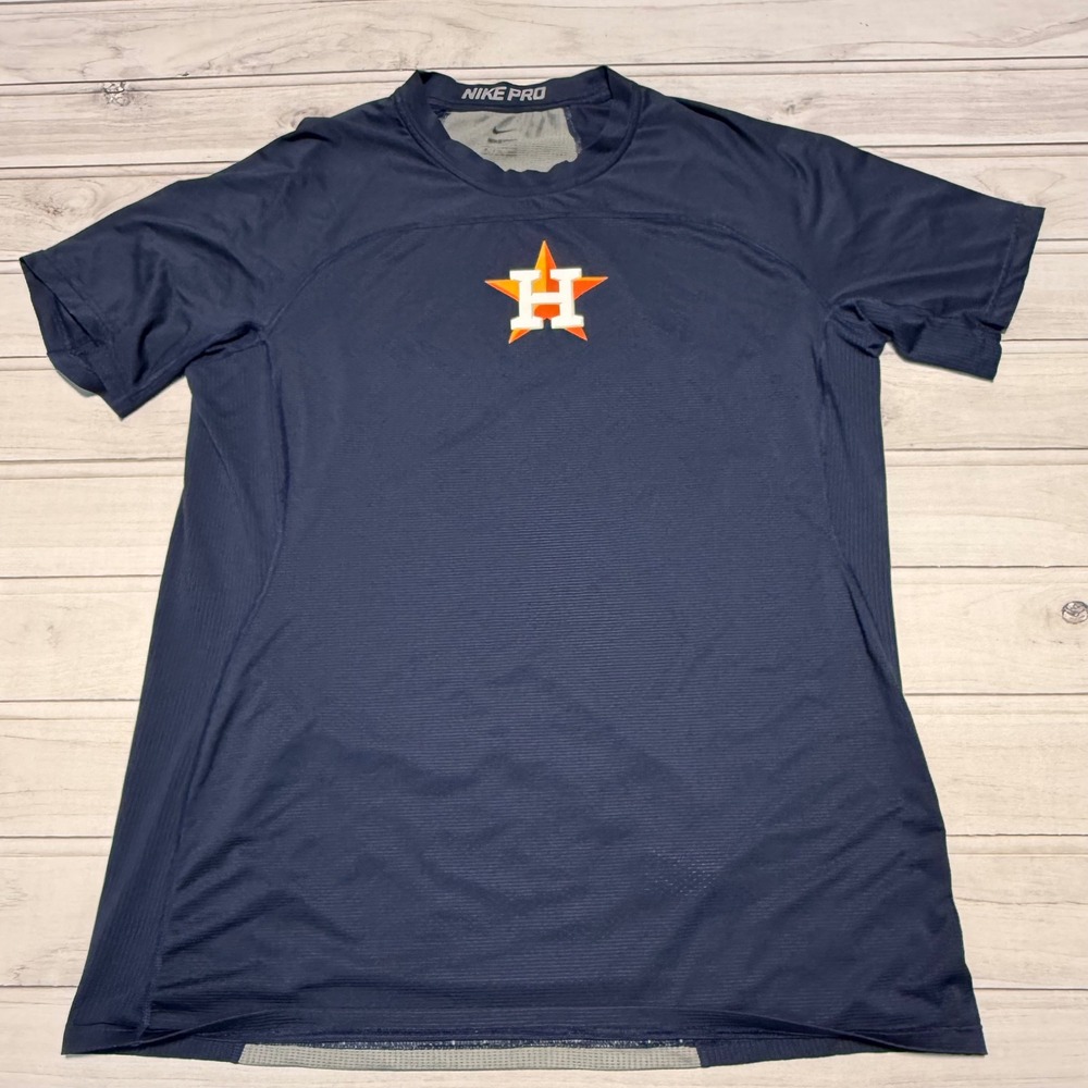 Nike Houston Astros Shirt Mens XL Navy Blue Nike Pro MLB AH5596-419 Compression